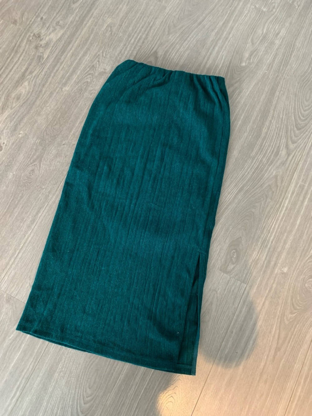 Moussy Teal Ribbed Midi Skirt